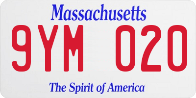 MA license plate 9YM020