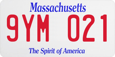MA license plate 9YM021