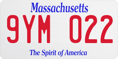 MA license plate 9YM022