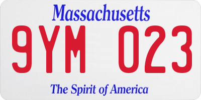 MA license plate 9YM023