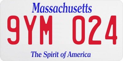 MA license plate 9YM024