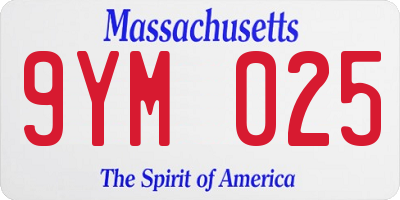 MA license plate 9YM025
