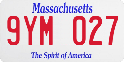 MA license plate 9YM027