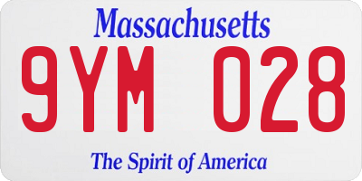 MA license plate 9YM028