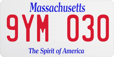 MA license plate 9YM030