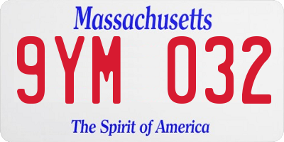 MA license plate 9YM032