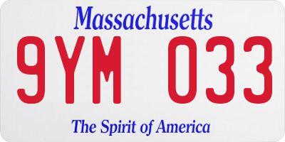 MA license plate 9YM033