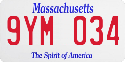 MA license plate 9YM034