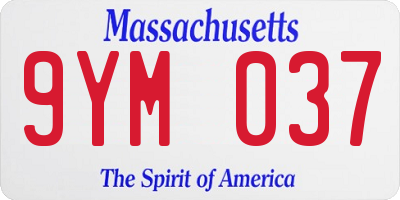 MA license plate 9YM037