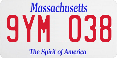 MA license plate 9YM038
