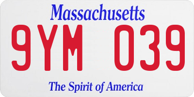 MA license plate 9YM039