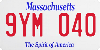 MA license plate 9YM040