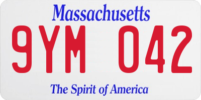 MA license plate 9YM042