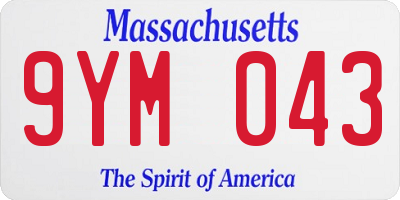 MA license plate 9YM043