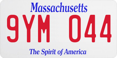 MA license plate 9YM044