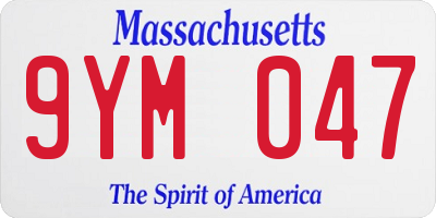 MA license plate 9YM047
