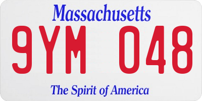 MA license plate 9YM048