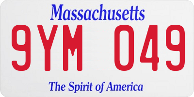 MA license plate 9YM049