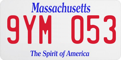 MA license plate 9YM053