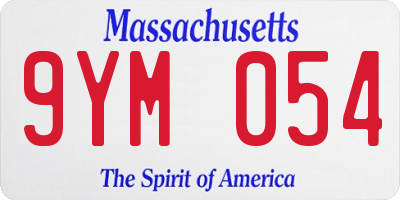 MA license plate 9YM054
