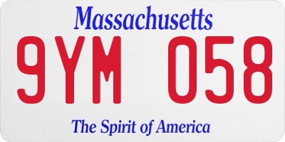 MA license plate 9YM058