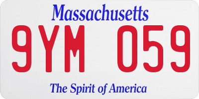 MA license plate 9YM059