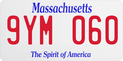 MA license plate 9YM060