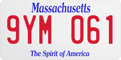MA license plate 9YM061