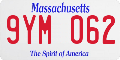 MA license plate 9YM062