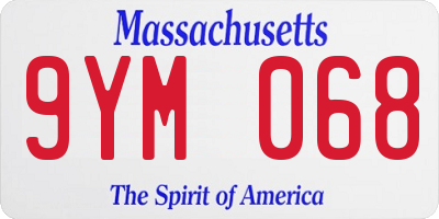 MA license plate 9YM068