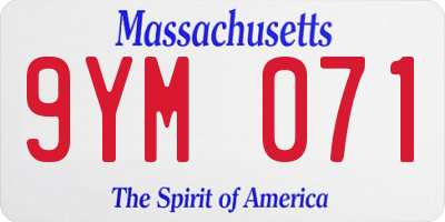 MA license plate 9YM071
