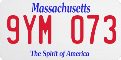 MA license plate 9YM073