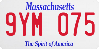MA license plate 9YM075