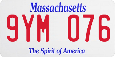 MA license plate 9YM076