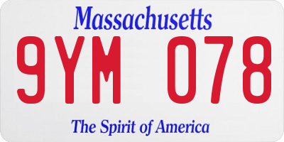 MA license plate 9YM078