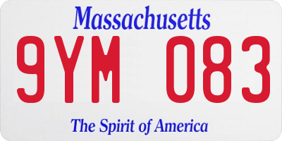 MA license plate 9YM083