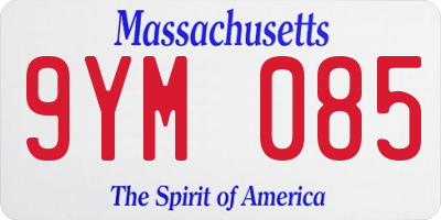 MA license plate 9YM085