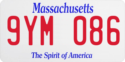 MA license plate 9YM086