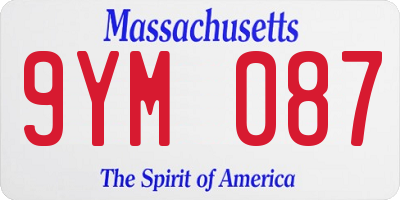 MA license plate 9YM087