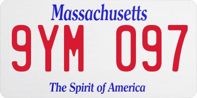 MA license plate 9YM097
