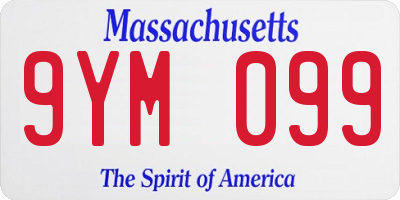 MA license plate 9YM099