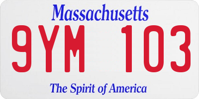 MA license plate 9YM103