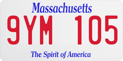 MA license plate 9YM105