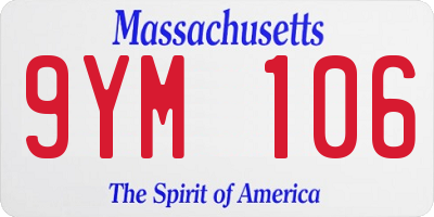 MA license plate 9YM106