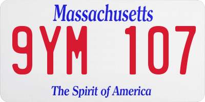 MA license plate 9YM107