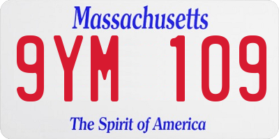 MA license plate 9YM109