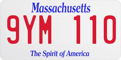 MA license plate 9YM110