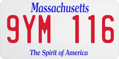 MA license plate 9YM116