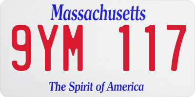 MA license plate 9YM117