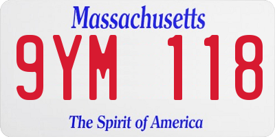 MA license plate 9YM118